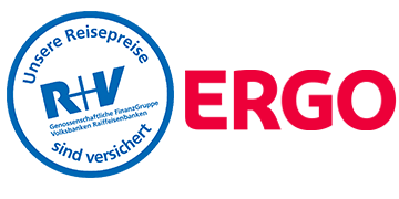 Logo R+V Reisesicherungsschein und ERGO Versicherung